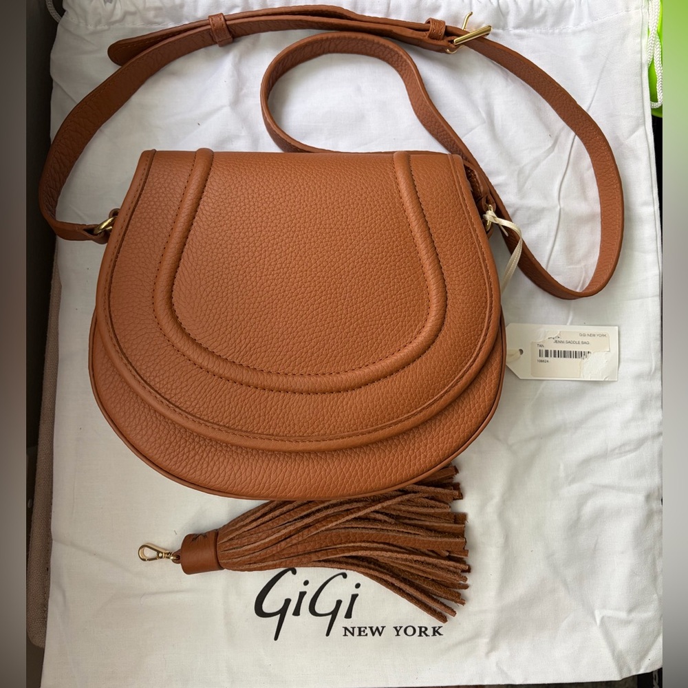 GiGi New York Saddle Crossbody Bag in Cognac Brown